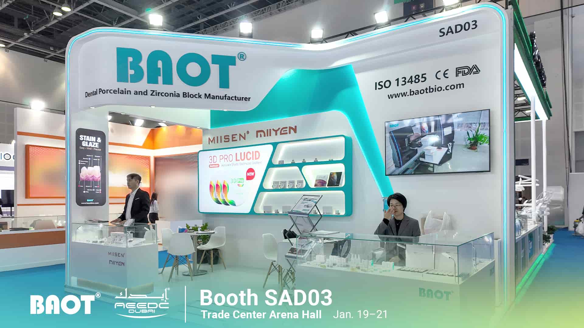 BAOT stain system and glaze products displayed at AEEDC Dubai 2026 booth